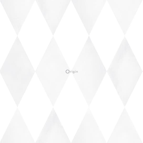 Origin Wallcoverings tapet rombmotiv matt vitt och varm ljusgrått 53 cm x 10,05 m