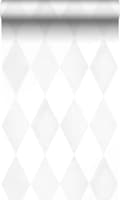 Miniatyrbild 1 av 8: Origin Wallcoverings tapet rombmotiv matt vitt och varm ljusgrått 53 cm x 10,05 m