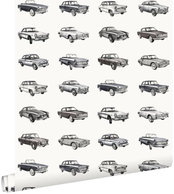 ESTAhome tapet vintage bilar svart 53 cm x 10,05 m