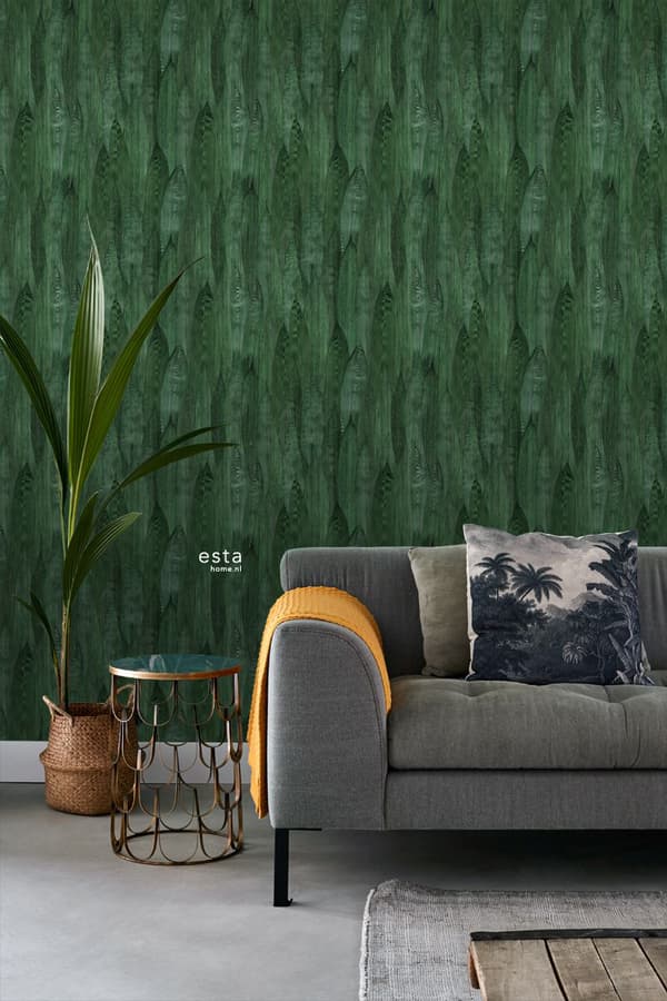 ESTAhome tapet löv smaragdgrönt - 138988 - 0,53 x 10,05 m