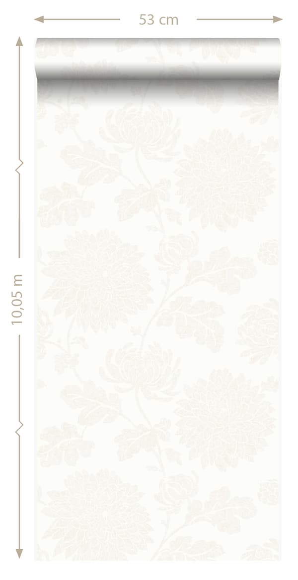 Origin Wallcoverings tapet blommor vitt 53 cm x 10,05 m