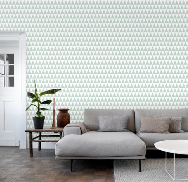 ESTAhome tapet grafiska geometriska trianglar mintgrönt och matt vitt 53 cm x 10,05 m