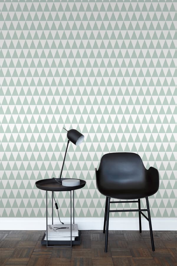 ESTAhome tapet grafiska geometriska trianglar mintgrönt och matt vitt 53 cm x 10,05 m