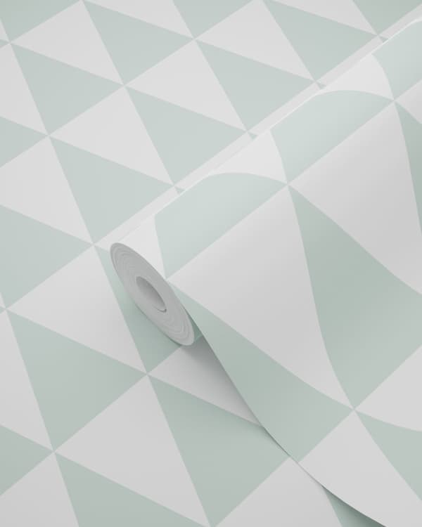 ESTAhome tapet grafiska geometriska trianglar mintgrönt och matt vitt 53 cm x 10,05 m