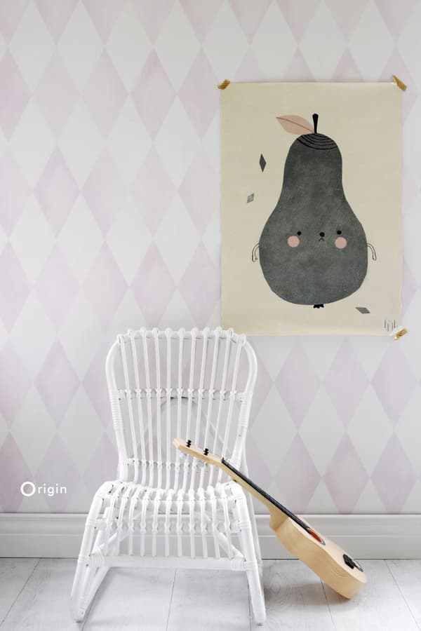 Origin Wallcoverings tapet rombmotiv puderrosa och matt vitt - 337219 - 53 cm x 10,05 m