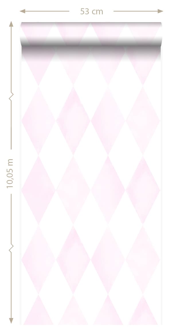 Origin Wallcoverings tapet rombmotiv puderrosa och matt vitt - 337219 - 53 cm x 10,05 m