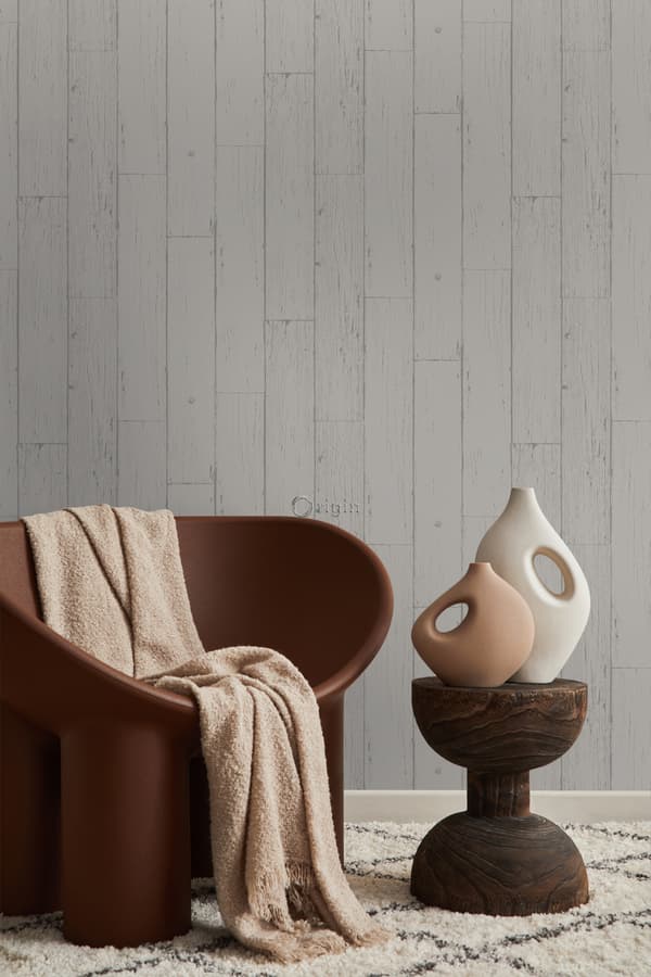 Origin Wallcoverings tapet slidte træplanker mulvarpegråt 53 cm x 10,05 m