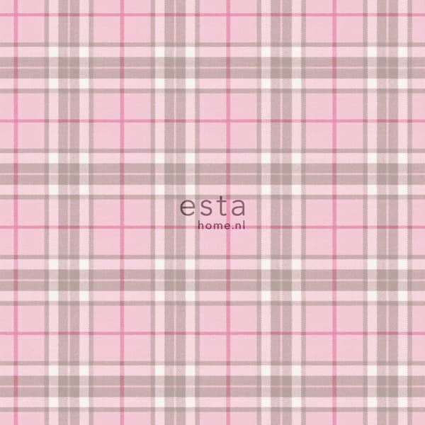 ESTAhome tapet rutor ljusrosa 53 cm x 10,05 m
