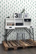 Miniatyrbillede 6 af 8: ESTAhome tapet lille ørkenkaktus smaragdgrønt 53 cm x 10,05 m