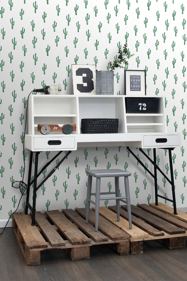 ESTAhome tapet lille ørkenkaktus smaragdgrønt 53 cm x 10,05 m