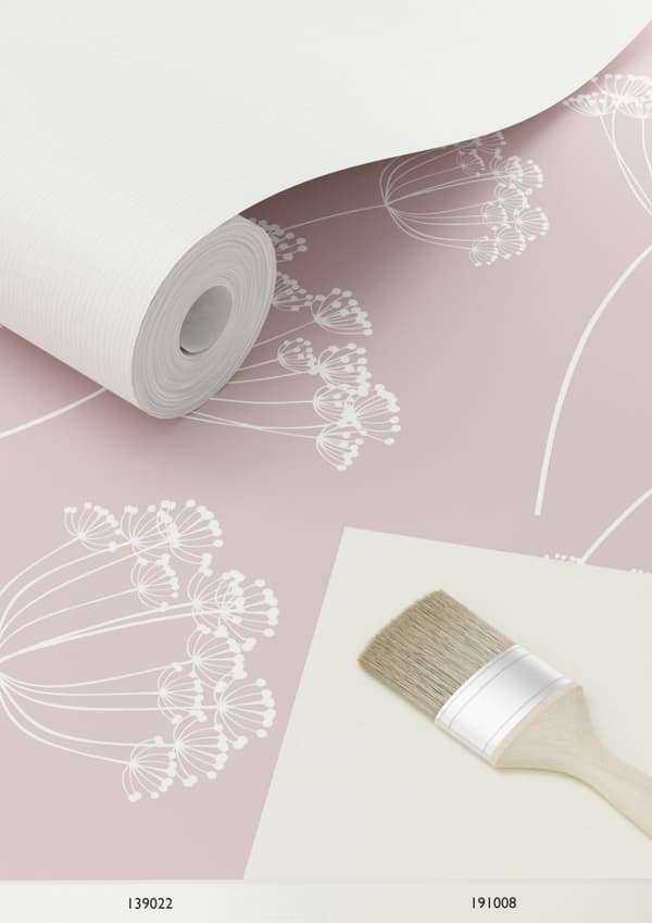 ESTAhome tapet blomflock antikrosa och vitt 0,53 x 10,05 m