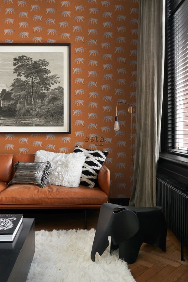 ESTAhome tapet pantrar apelsinfärgat 0,53 x 10,05 m
