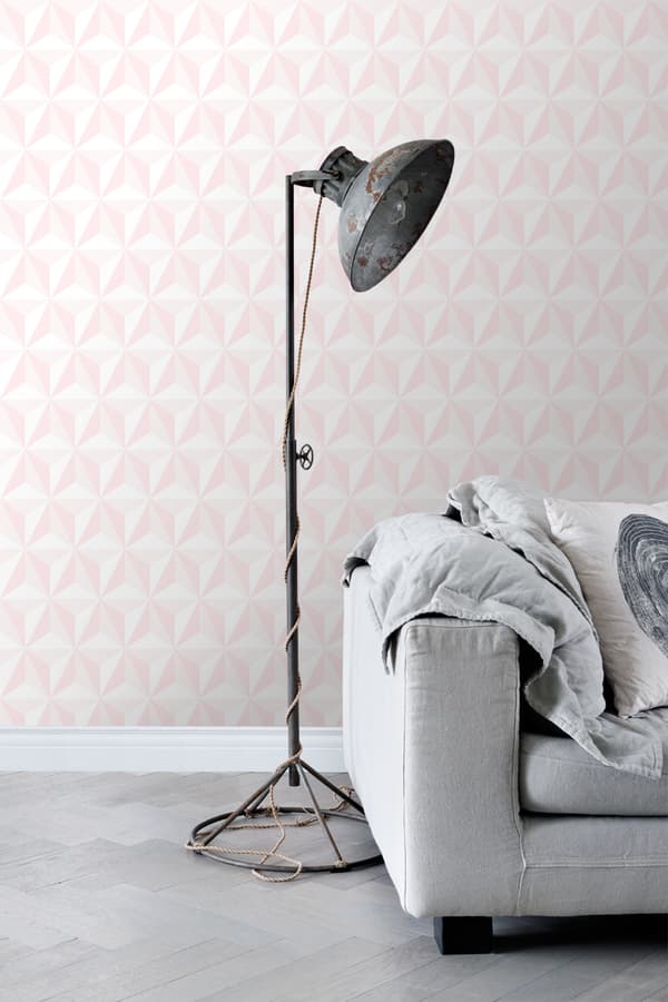 ESTAhome tapet tredimensionell grafik ljusrosa 53 cm x 10,05 m