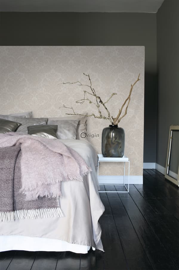 Origin Wallcoverings tapet ornament ljust mullvadsgrått 53 cm x 10,05 m
