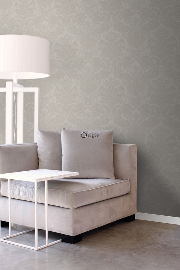 Origin Wallcoverings tapet ornament ljust mullvadsgrått 53 cm x 10,05 m