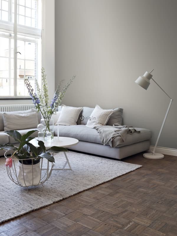 Origin Wallcoverings tapet ensfarvet lyst grålilla 53 cm x 10,05 m