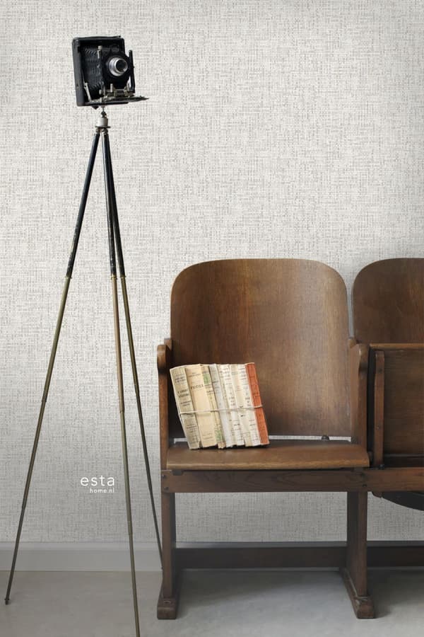 ESTAhome tapet vävt linne-effekt varm ljusgrått 53 cm x 10,05 m