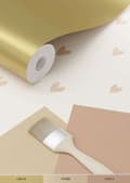 Miniatyrbild 7 av 8: ESTAhome tapet små hjärtan guldglänsande och beige 0,53 x 10,05 m