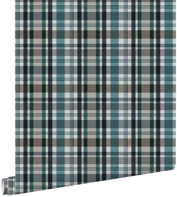 ESTAhome tapet rombemotiv mørkegrønt og sort 53 cm x 10,05 m