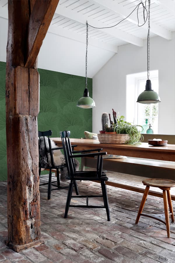 ESTAhome tapet stora blad mörkgrönt - 138996 - 0,53 x 10,05 m