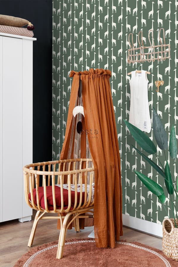ESTAhome tapet giraffer mörkgrönt 0,53 x 10,05 m