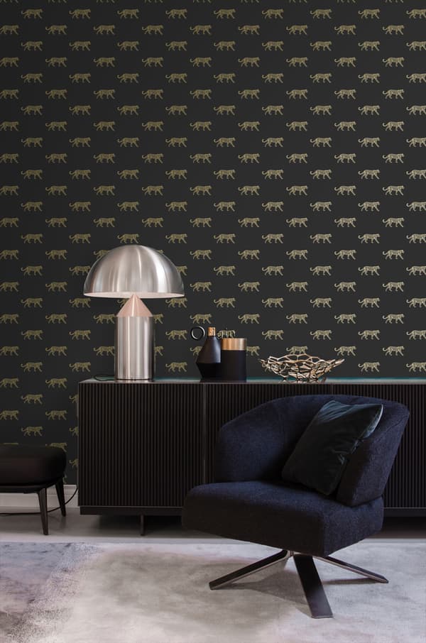 Origin Wallcoverings tapet pantrar svart och guld 0,53 x 10,05 m