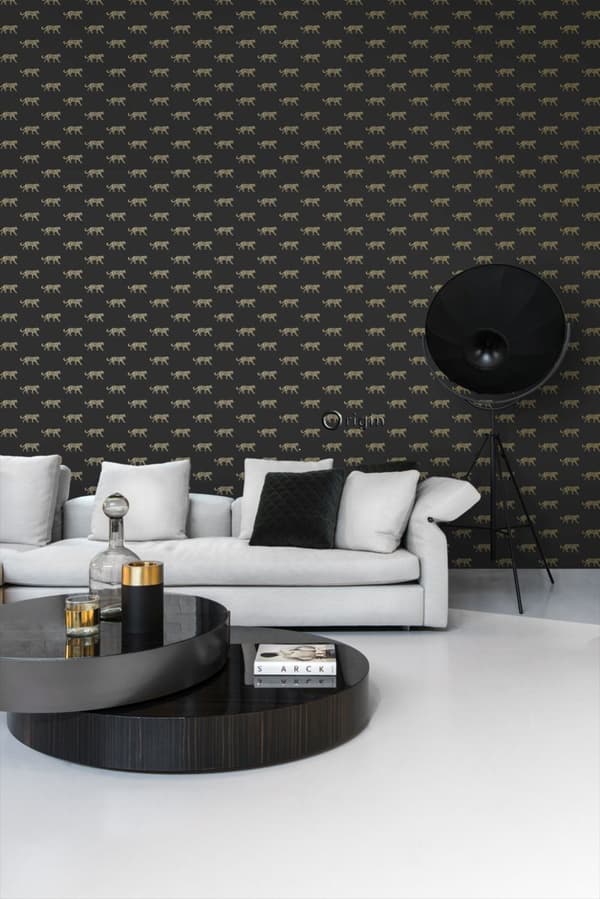 Origin Wallcoverings tapet pantrar svart och guld 0,53 x 10,05 m