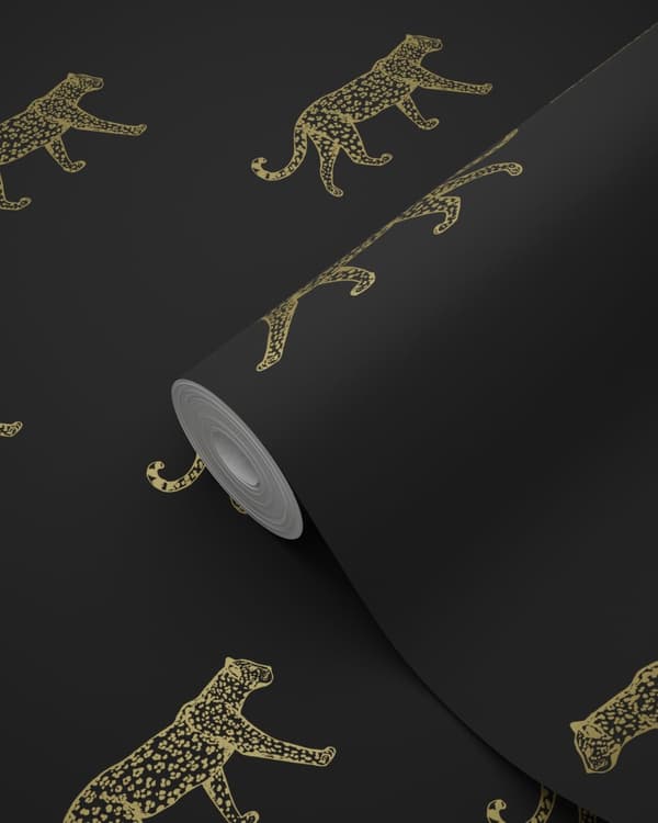 Origin Wallcoverings tapet pantrar svart och guld 0,53 x 10,05 m