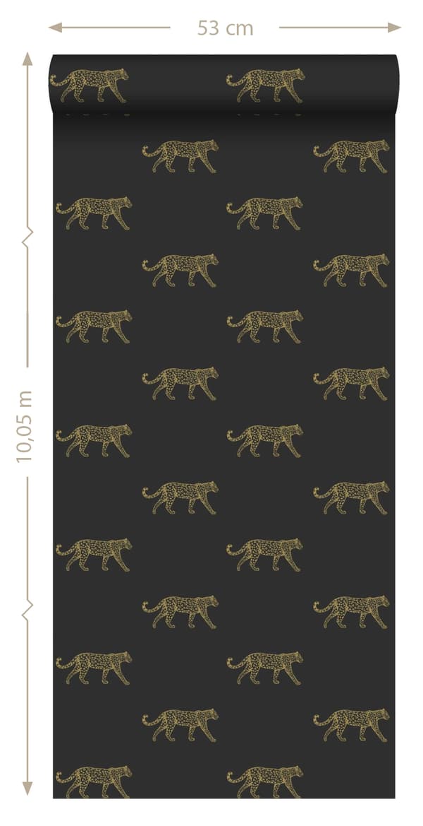 Origin Wallcoverings tapet pantrar svart och guld 0,53 x 10,05 m