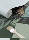 Miniatyrbild 8 av 8: ESTAhome tapet apor svart, mörkgrönt och mintgrönt 0,53 x 10,05 m