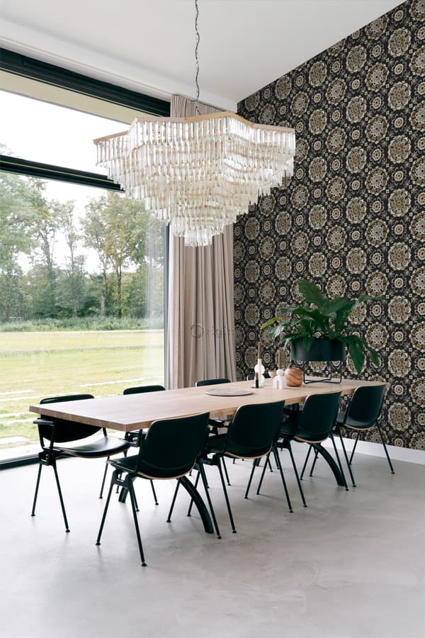 Origin Wallcoverings tapet suzani-blomster sort - 347426 - 53 cm x 10,05 m