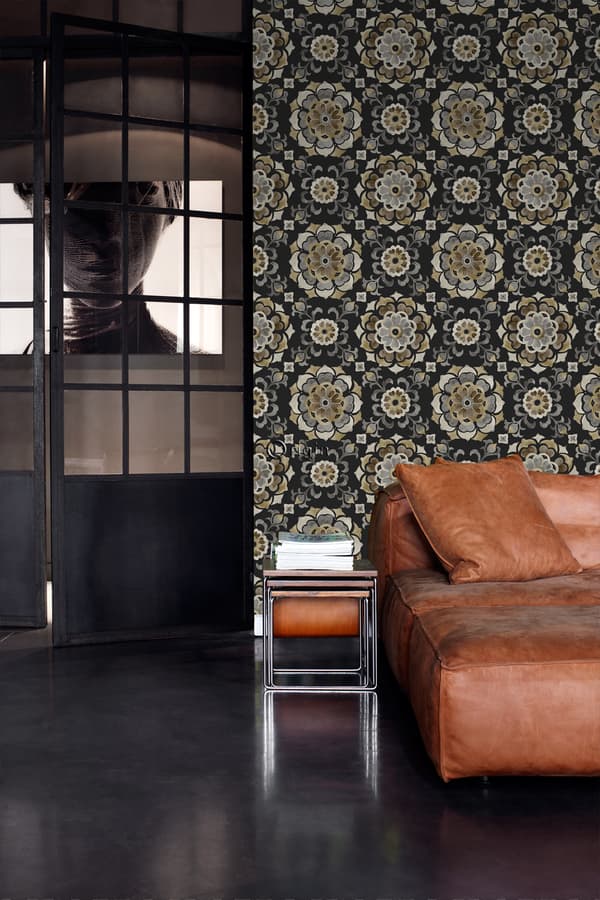 Origin Wallcoverings tapet suzani-blomster sort - 347426 - 53 cm x 10,05 m