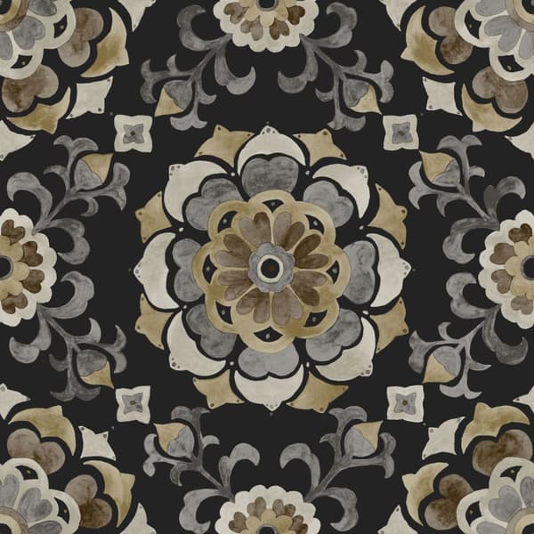Origin Wallcoverings tapet suzani-blomster sort - 347426 - 53 cm x 10,05 m