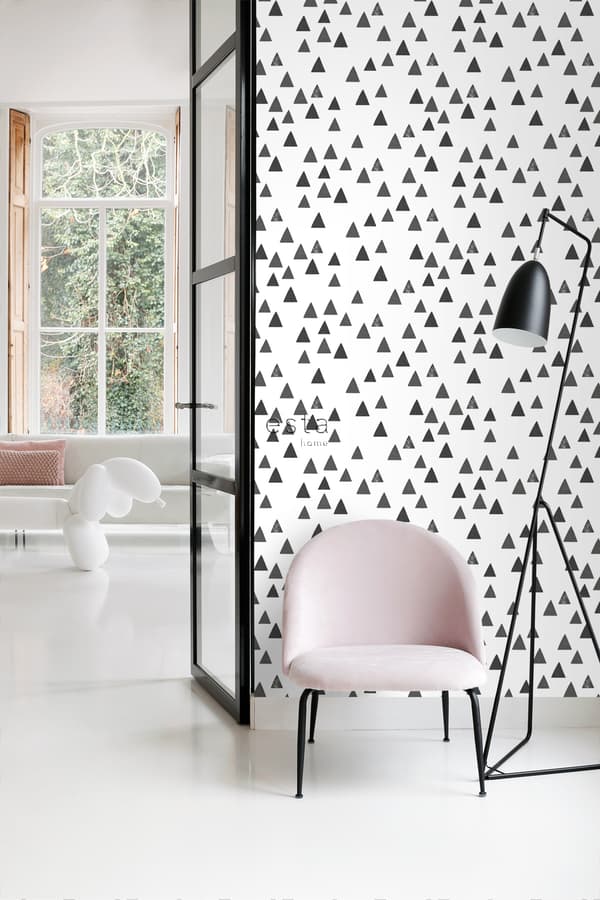 ESTAhome tapet grafiska trianglar svart och vitt 0,53 x 10,05 m