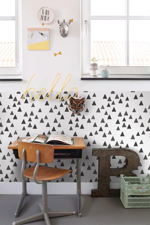ESTAhome tapet grafiska trianglar svart och vitt 0,53 x 10,05 m