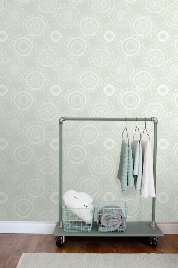 ESTAhome tapet blommor mintgrönt 53 cm x 10,05 m