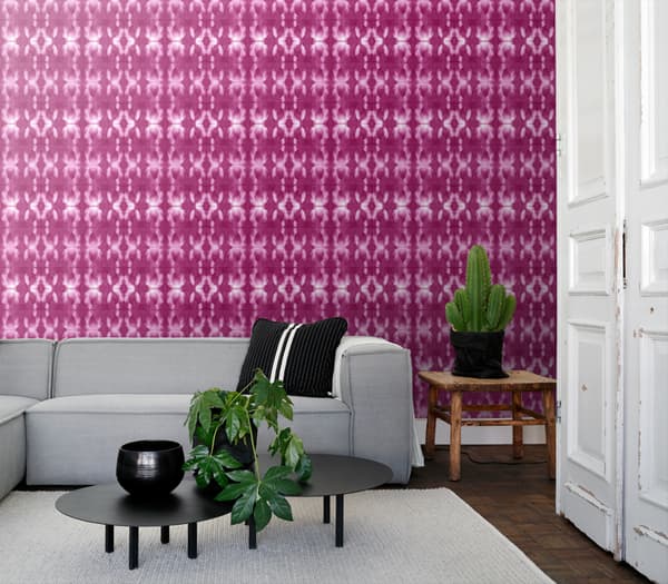 ESTAhome tapet shibori batik-mønster intensivt fuhsiarosa 53 cm x 10,05 m