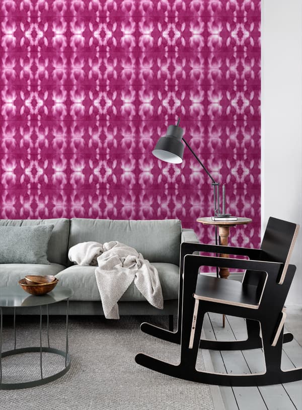 ESTAhome tapet shibori batik-mønster intensivt fuhsiarosa 53 cm x 10,05 m