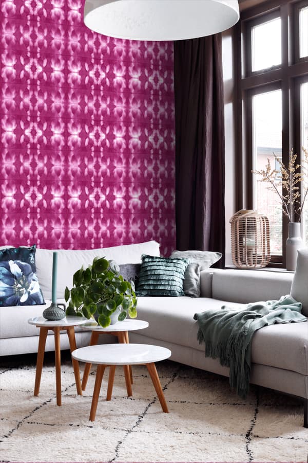 ESTAhome tapet shibori batik-mønster intensivt fuhsiarosa 53 cm x 10,05 m