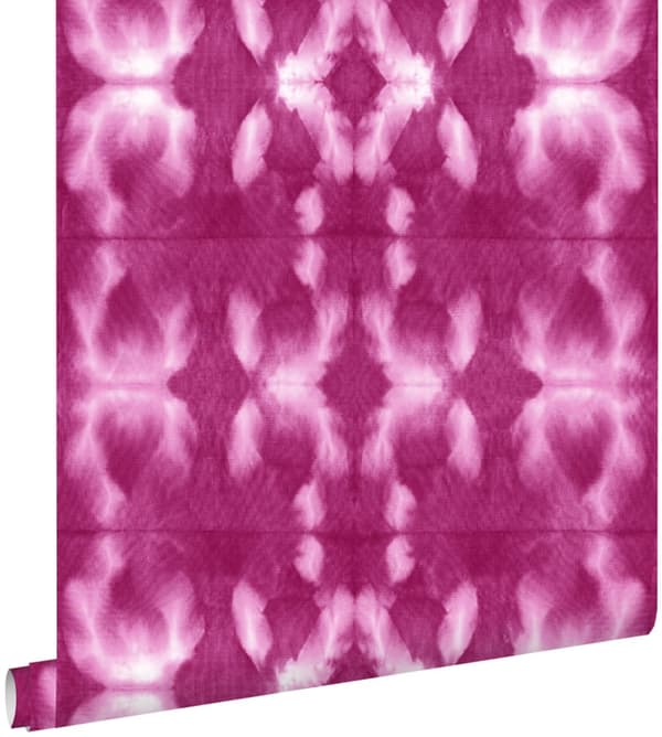 ESTAhome tapet shibori batik-mønster intensivt fuhsiarosa 53 cm x 10,05 m