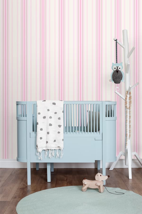 ESTAhome tapet ränder ljusrosa och beige 53 cm x 10,05 m