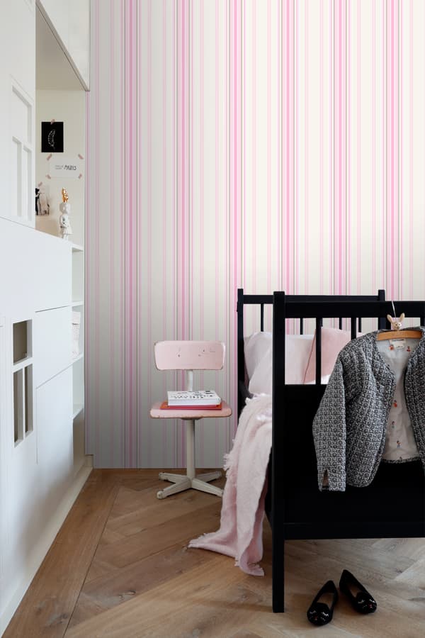 ESTAhome tapet ränder ljusrosa och beige 53 cm x 10,05 m