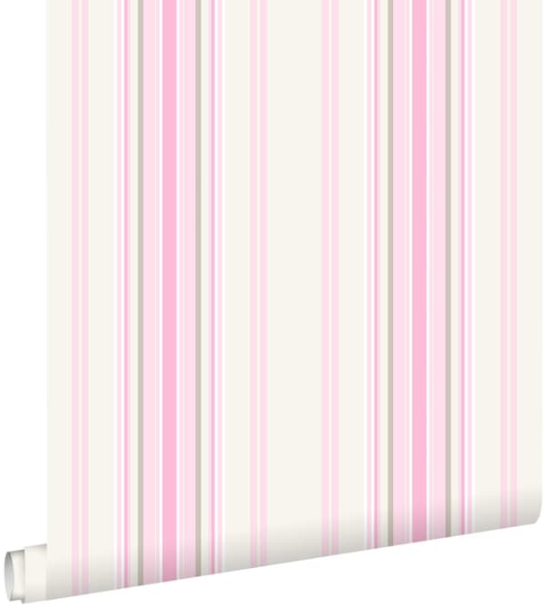 ESTAhome tapet ränder ljusrosa och beige 53 cm x 10,05 m
