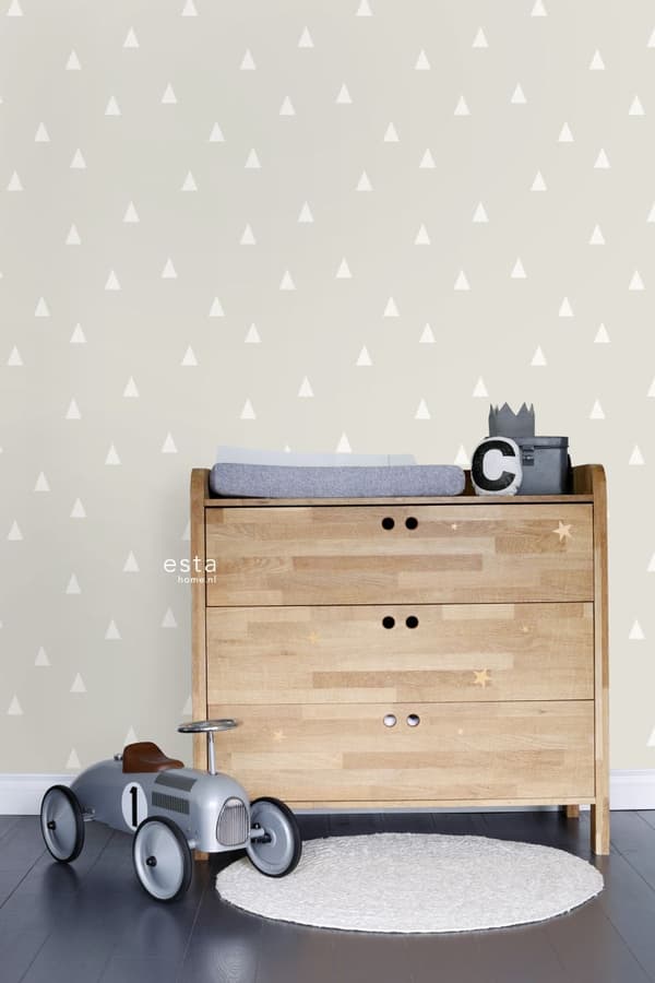 ESTAhome tapet små grafiska trianglar ljusgrått 53 cm x 10,05 m