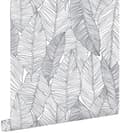 Miniatyrbillede 1 af 8: ESTAhome tapet håndtegnede blade sort og hvidt - 139011 - 0,53 x 10,05 m
