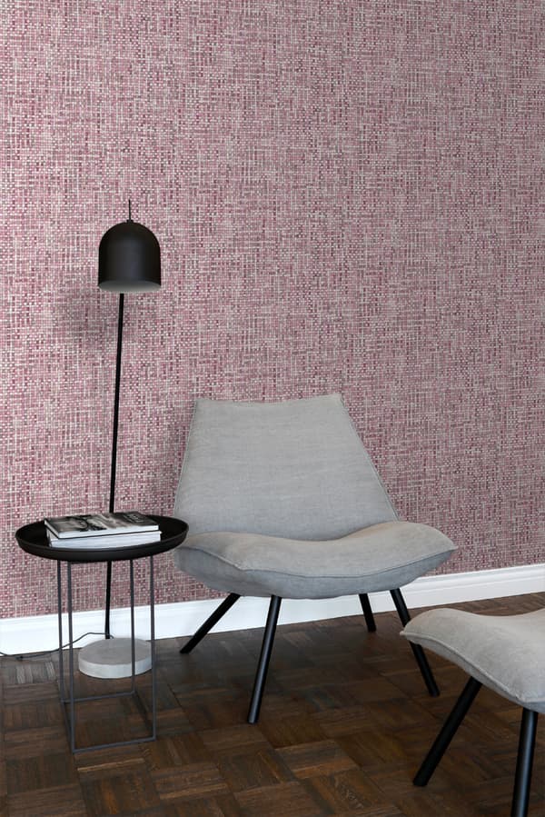ESTAhome tapet vævet linned-effekt dybt vinrødt 53 cm x 10,05 m