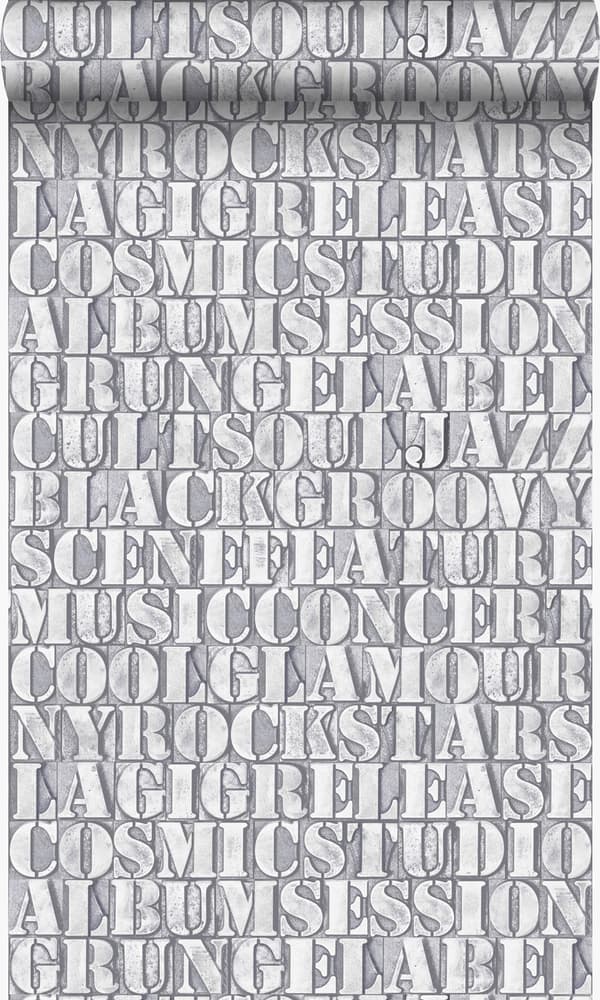 Origin Wallcoverings tapet gamla metalltryckta bokstäver ljusgrått 53 cm x 10,05 m