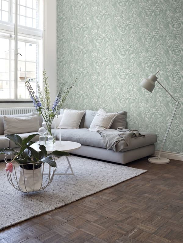 ESTAhome tapet palmblad mintgrönt - 139005 - 0,53 x 10,05 m