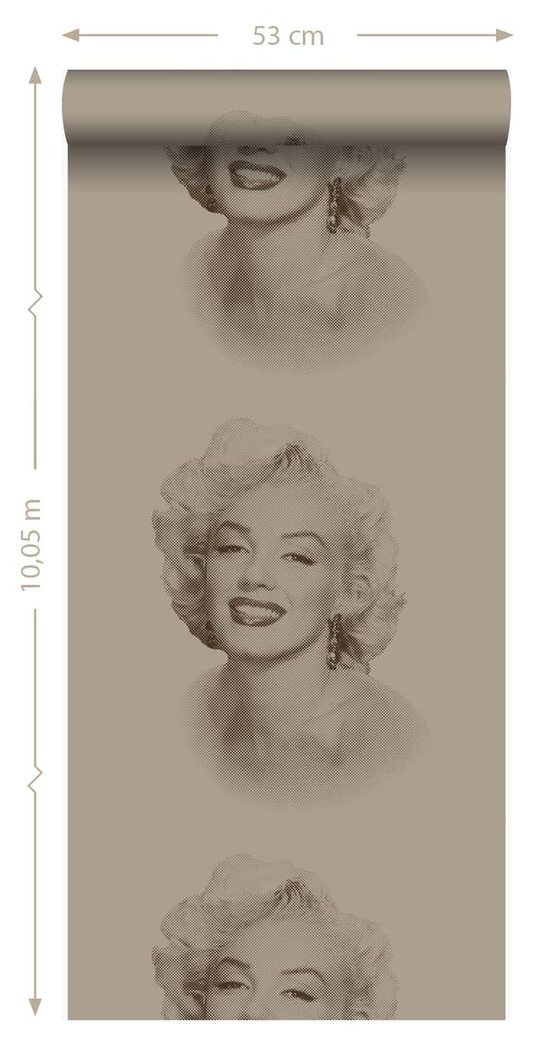 Origin Wallcoverings tapet Marilyn Monroe glänsande brons 53 cm x 10,05 m
