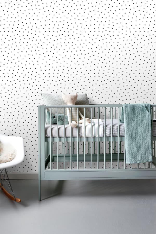 ESTAhome tapet ojämna snöflinge-prickar svart och vitt 53 cm x 10,05 m